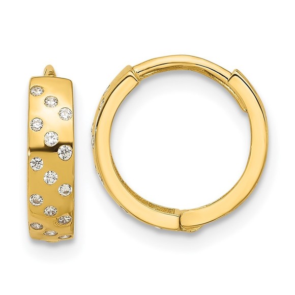 14k Madi K Polished CZ Hinged Huggie Hoop Earrings,All Products : American Fashion Style Bags On Sale